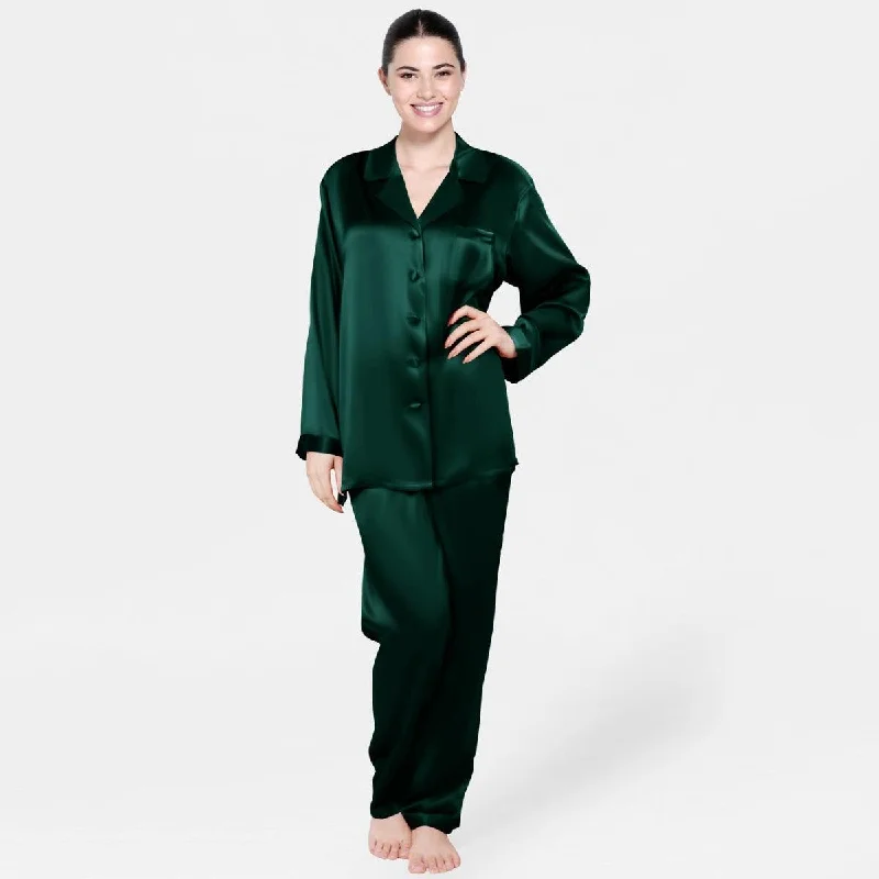 Classic 100% Mulberry  Luxury Nightwear Silk Pajamas Set for Women