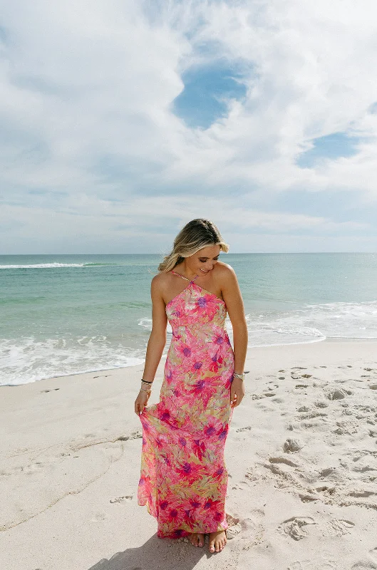 All For Florals Maxi Dress  - Fuchsia Multi