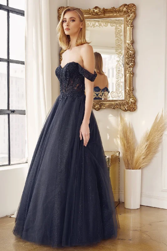 JULIET 280 Off-Shoulder Embroidered Tulle Gown