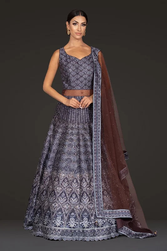 Digital printed Navy Gown