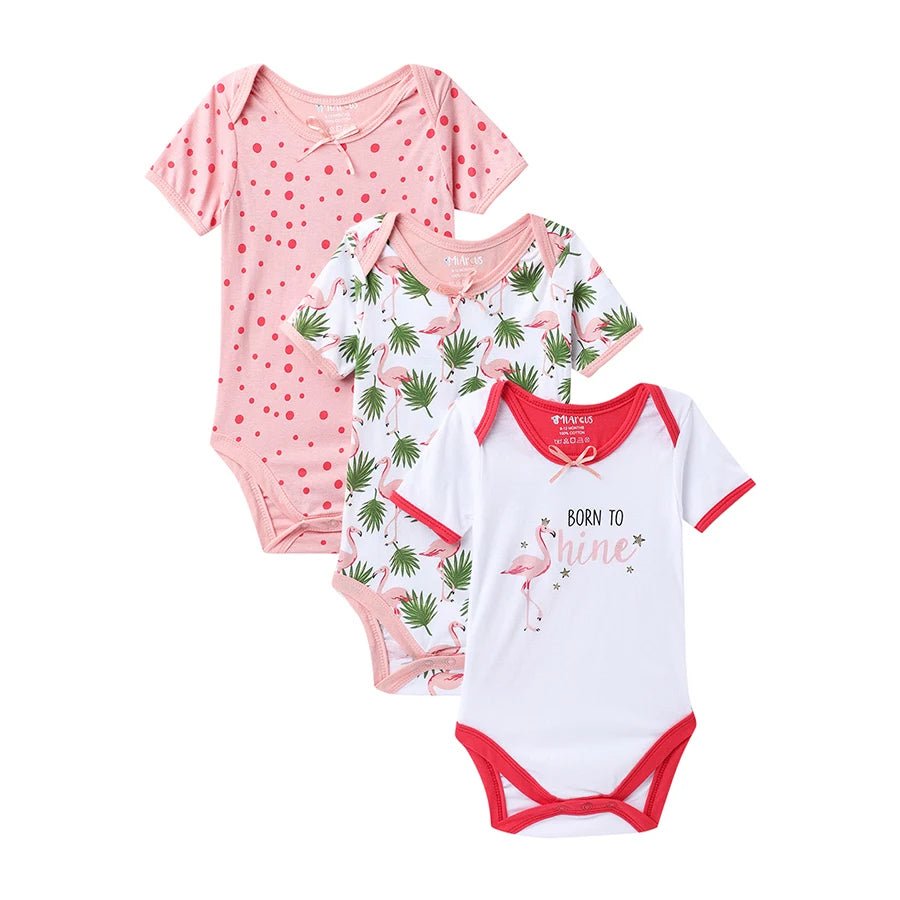 Flamingo Print Baby Girl Romper (Pack of 3)