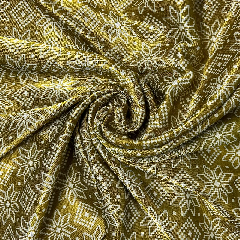 Golden Floral Patola Printed Mashru Silk Fabric