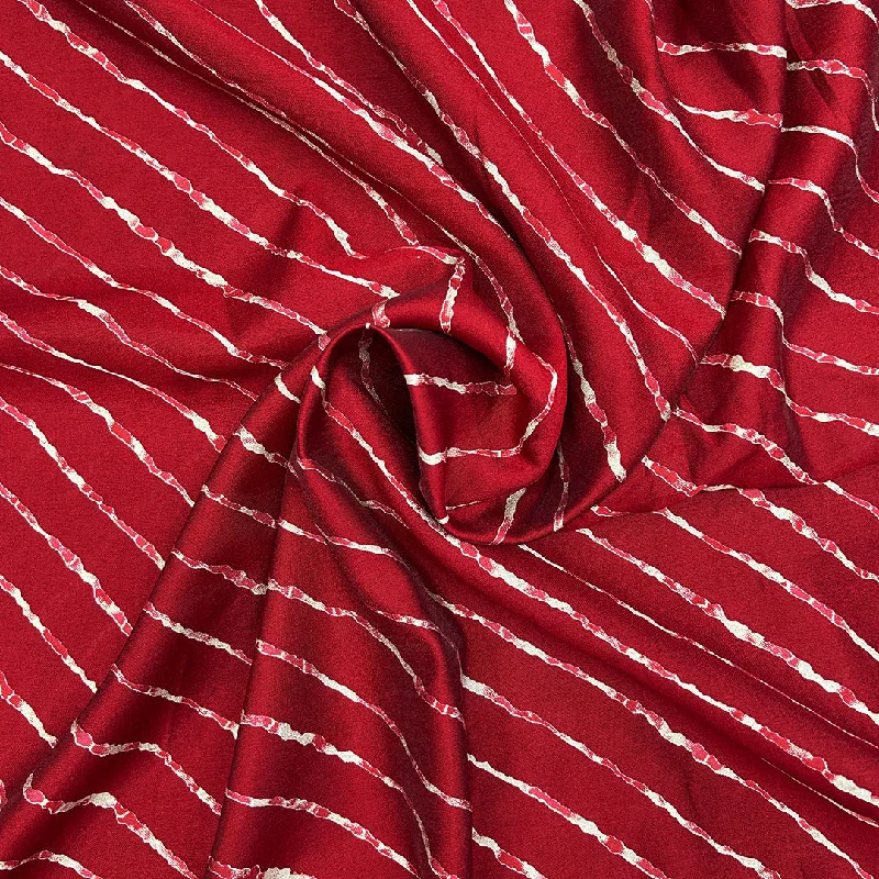 Deep Red Leheriya Printed Muslin Fabric