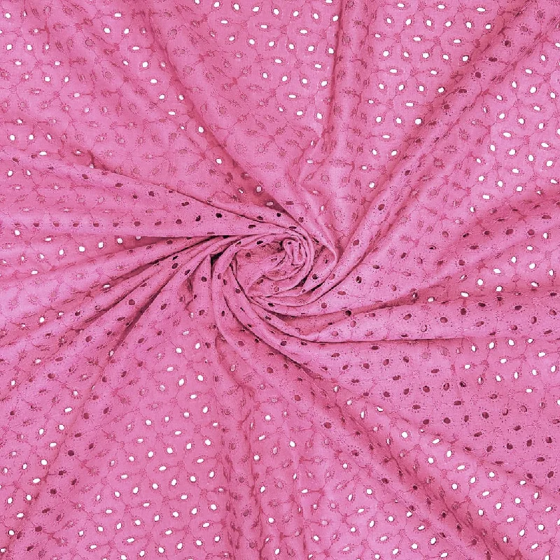 Pink Floral Embroidered Cotton Hakoba Fabric