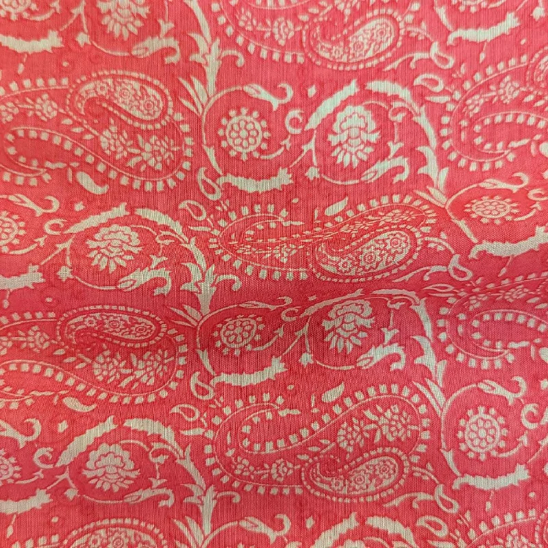 Pink Floral Muslin Silk Fabric