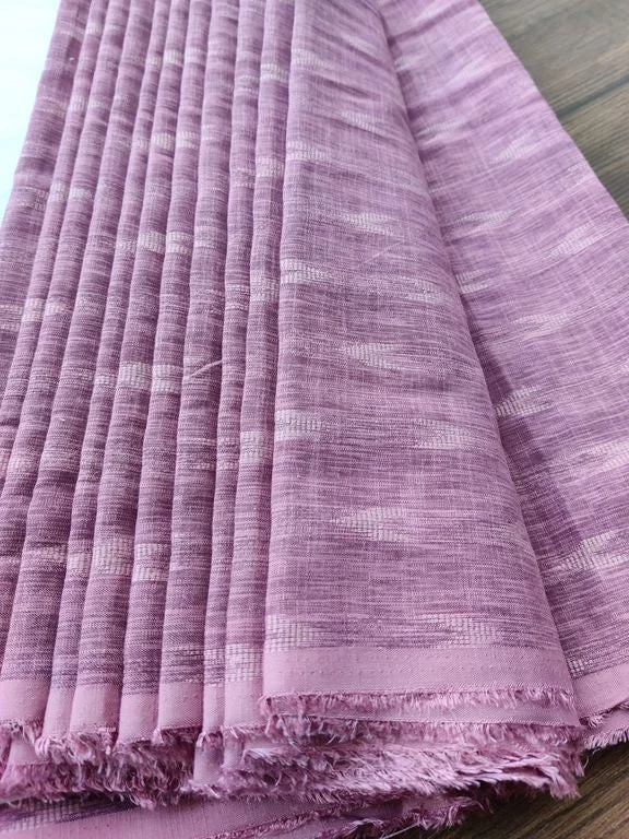 Purple Motifs Printed Handloom Cotton Ikkat Fabric