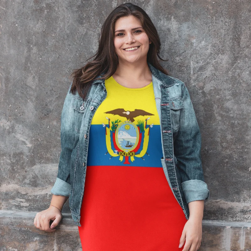 65 MCMLXV Women's Ecuador Flag Print T-Shirt Dress