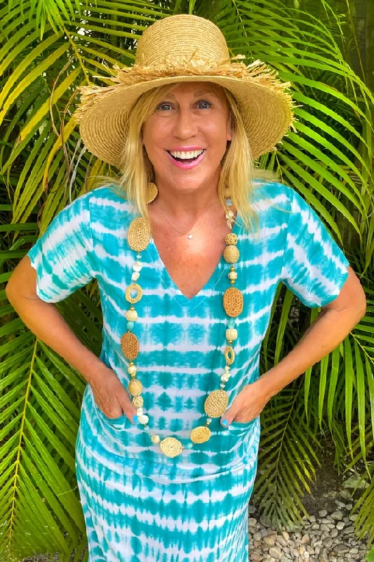 Aqua Tie Dye Ladies T Shirt Dress by Walker and Wade