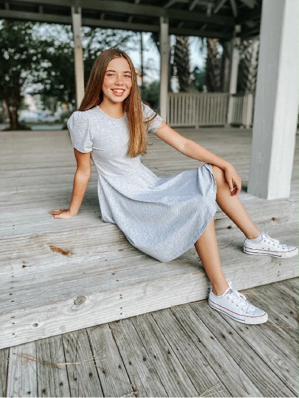 Alexis Short Sleeve T-Shirt Dress in Grey