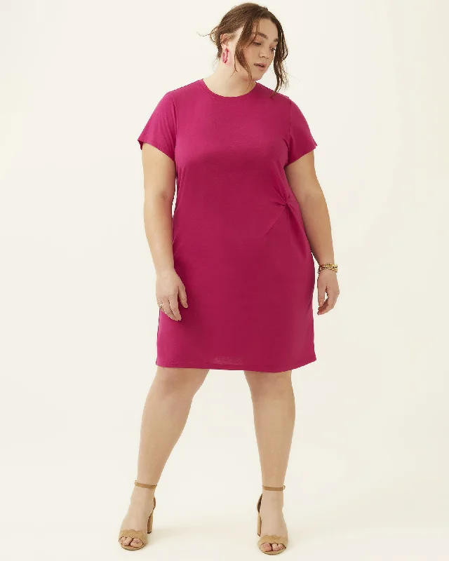 Fay Side Tuck T-Shirt Dress | Magenta