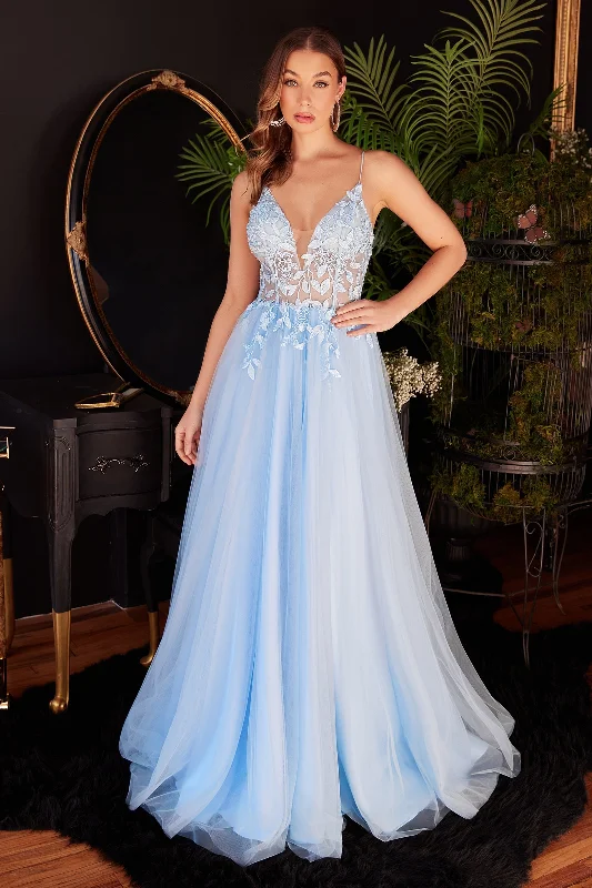 Enchanting Lace AppliquÃ© Gown: Cinderella Divine's A-Line Masterpiece