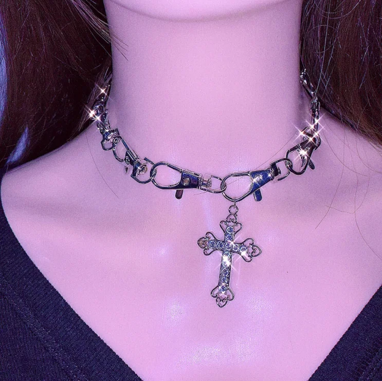 Punk hip hop cross necklace yv30699